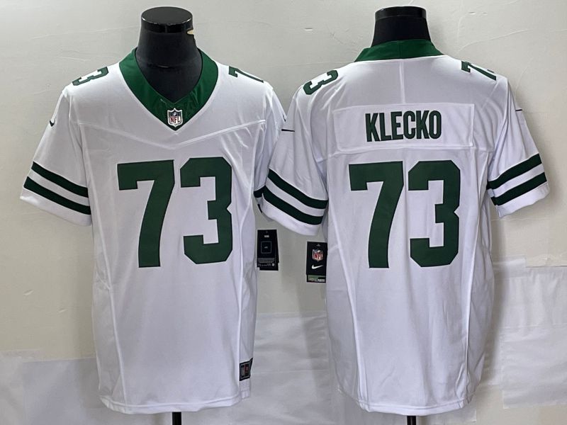 Men New York Jets 73 Klecko White Nike Throwback Vapor Limited NFL Jersey